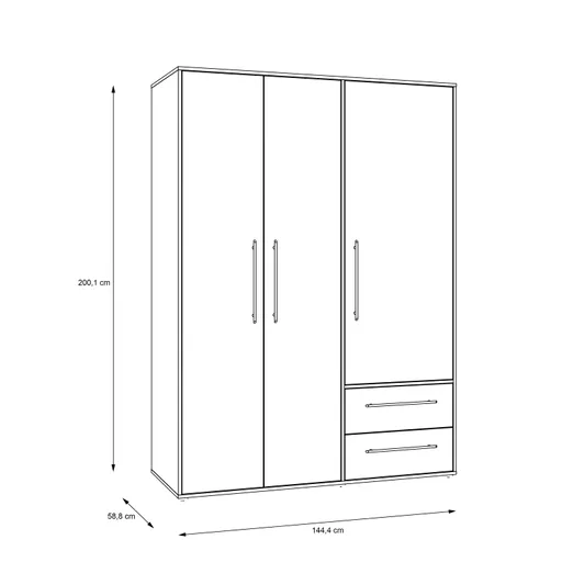 Drehtürenschrank FATHIE- B ca. 144 cm, Weiß