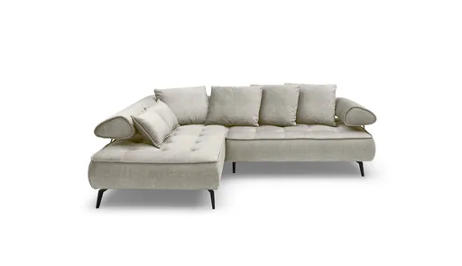 Ecksofa - Ecke links, 2-Sitzer inkl. Schlaffunktion, Relaxfunktion, Stoff, Sand