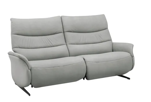 Sofa EM Lun - 3-Sitzer, Wall-Free Funktion, Kopfteilverstellung, Leder, grau