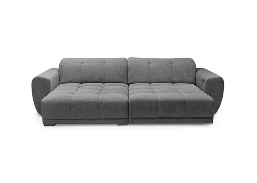 Ecksofa - Longchair links mit 2-Sitzer, Kopfteil verstellbar, Sitztiefe verstellbar motorisch, Stoff, Anthrazit