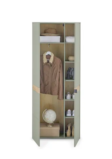 Garderobenschrank - B ca. 75 cm, Schilfgrün, Artisan Eiche Nachbildung