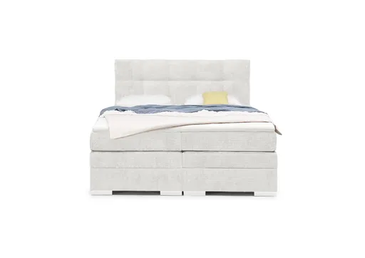 Boxspringbett SANDRIN I- Liegefläche ca. 180x200 cm, Stoff, Weiß, inkl. Stauraum