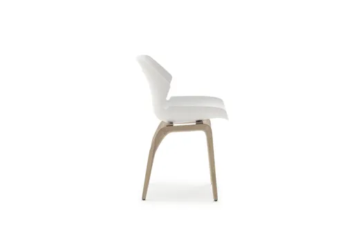 Stuhl Tooon - Kunststoffschale, Weiß, Gestell Holz