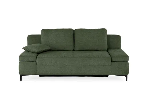Sofa JEREMO - 2-Sitzer inkl. Schlaffunktion und Armlehnen verstellbar, Stoff, Dunkelgrün