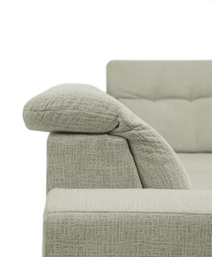 Ecksofa -2-Sitzer mit Ecke rechts, Kopfteil verstellbar, Sitztiefe verstellbar motorisch, Stoff, Perlmutt