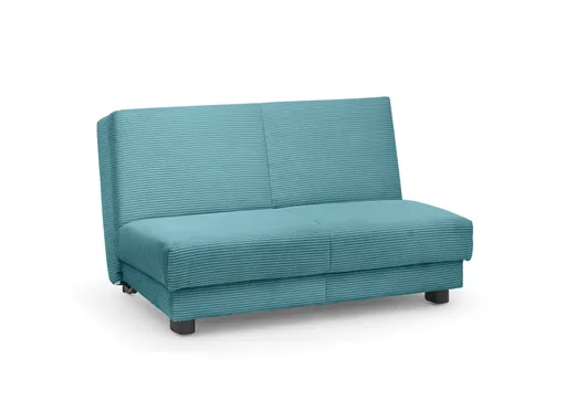  Schlafsofa EASY Optik A - 2-Sitzer ohne Armlehne, 140 cm inkl. Schlaffunktion, Cord, Türkis