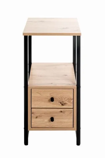 Beistelltisch - B/H/T ca. 30x63x40 cm, Eiche Nachbildung, Schwarz