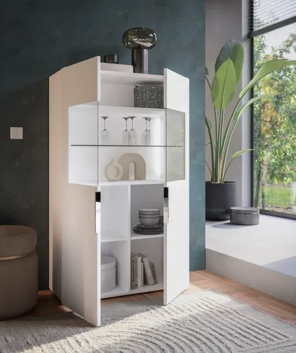 Vitrine- inkl. LED-Beleuchtung, Weiß