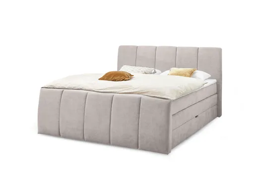 Boxspringbett - Liegefläche ca. 180x200 cm, Stoff, Beige