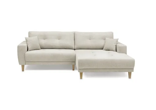 Ecksofa - 3-Sitzer, Ecke rechts inkl. elektrische Sitztiefenverstellung, Stoff, Graubeige