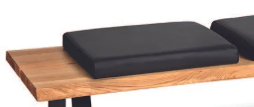 Bank - Breite ca. 180 cm, Wildeiche massiv, inkl. Sitzpolster, Leder, Schwarz