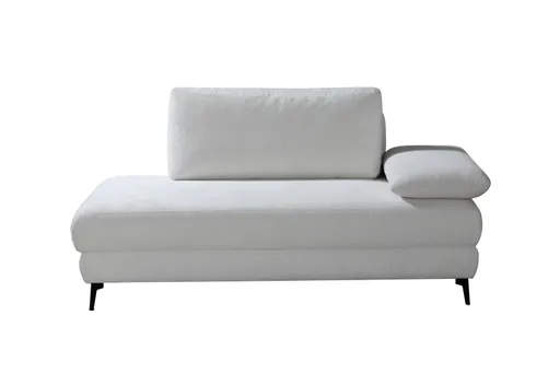 Einzelliege - Schlaffunktion mit Bettkasten, Armteil verstellbar, Stoff, Weiß