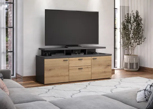 TV-Lowboard - B ca. 151 cm, Matera, Eiche Coast Evoke Nachbildung