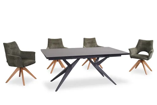 Esstisch MICHELA - ausziehbar, LB ca. 180x95 cm, Glaskeramik, Dunkelgrau