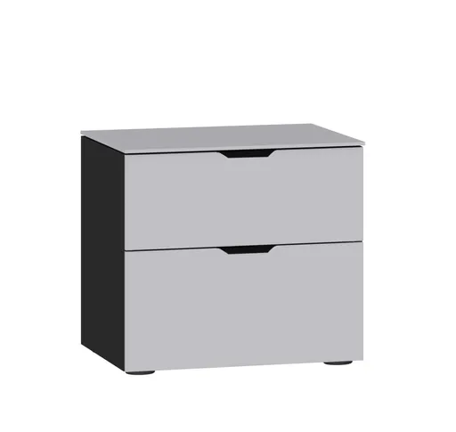 Nachtkommode JOIN IT- Glas, Hellgrau, Matt, Schwarz
