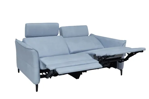 Sofa Mendoza - 2,5-Sitzer, Relaxfunktion (motorisch), Armlehne verstellbar, Leder, Eisblau
