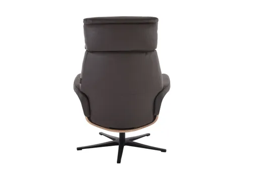 TV-Sessel MOANI mit Hocker - drehbar, Kopfteilverstellung, Leder, Dunkelbraun