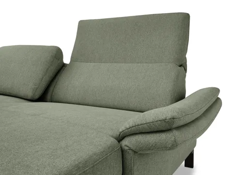 Ecksofa CALM PREMIUM 2.0 - 3-Sitzer mit Longchair rechts, Relaxfunktion motorisch, Armlehne verstellbar, Stoff, Dunkelgrün