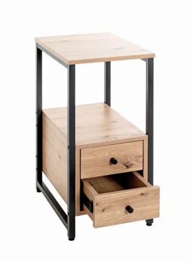 Beistelltisch - B/H/T ca. 30x63x40 cm, Eiche Nachbildung, Schwarz