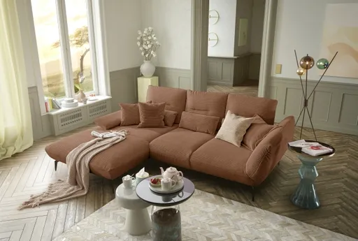 Ecksofa PAYTON - Ecke links, 2-Sitzer, Stoff, Kupfer