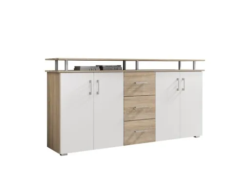 Highboard - B ca. 178 cm, Sonoma Eiche Nachbildung, Weiß