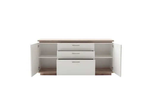 Sideboard - Weiß, Absetzung Eiche