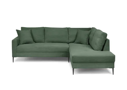 Ecksofa - 3-Sitzer, Ecke rechts, Stoff, Grün