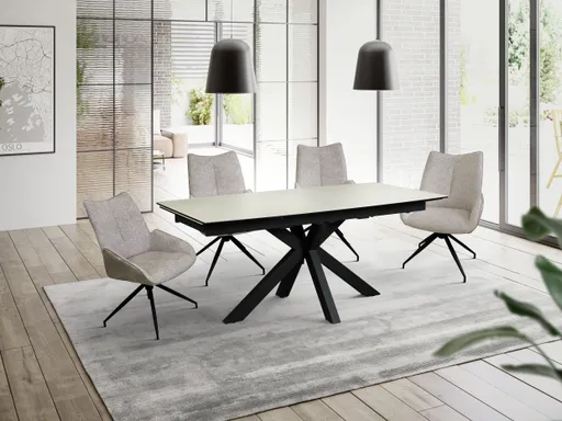 Esstisch MELANIA - ausziehbar, LB ca. 180x95 cm, Glaskeramik, Travertin farbig