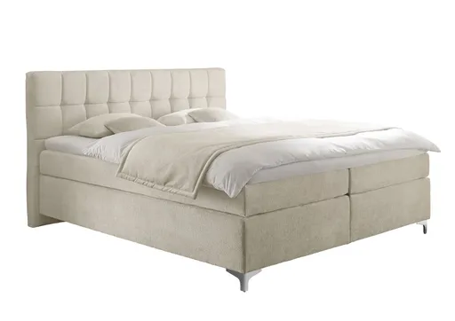 Boxspringbett HINDA- Liegefläche ca. 180x200 cm, Stoff, Beige