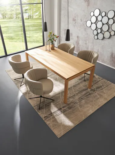 Armlehnstuhl Milana - drehbar, Leder, Offwhite