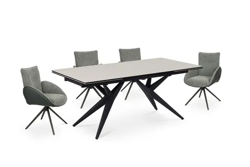 Esstisch MICHELA - ausziehbar, LB ca. 180x95 cm, Glaskeramik, Travertin farbig