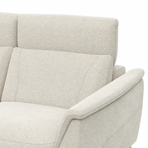 Ecksofa Nevin - Longchair links mit 2-Sitzer rechts, inkl. Relaxfunktion (motorisch) und Kopfpolsterverstellung, Stoff, Weiß