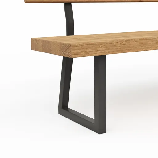 Holzbank Clifton - mit Rückenlehne, Breite ca. 200cm, Zerreiche massiv, natur