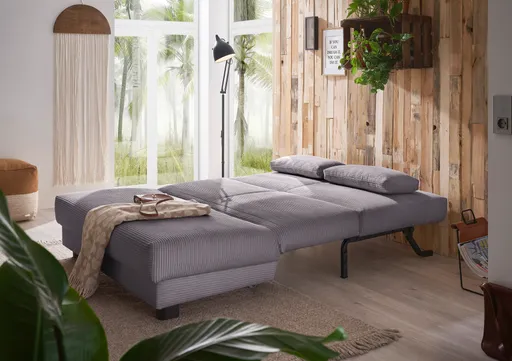 Schlafsofa EASY Optik A - 2-Sitzer ohne Armlehne, 140 cm inkl. Schlaffunktion, Cord, Dunkelgrau