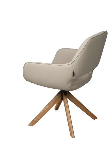 Armlehnstuhl MARIELLE - drehbar, Leder, Latte