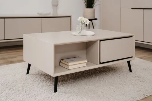 Couchtisch - LB ca. 94x55 cm, Sand, Schwarz