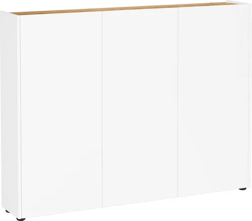 Schuhschrank GASIRA - B ca. 138 cm, Weiß, Navarra Eiche Nachbildung
