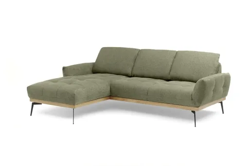 Ecksofa EDDIE - Ecke links, 2-Sitzer inkl. Rückenverstellungen, Stoff, Graugrün