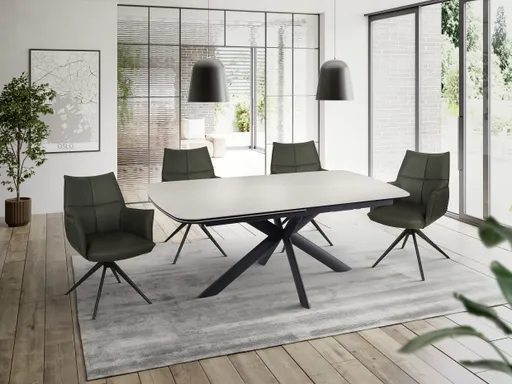 Esstisch MAXIE - ausziehbar, LB ca. 190x98 cm, Glaskeramik, Travertin farbig