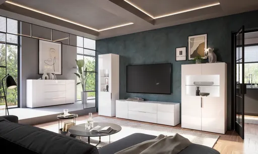 Vitrine - inkl.LED-Beleuchtung, Weiß