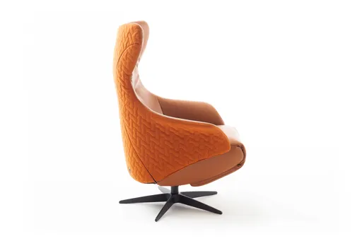 Relaxseessel Follina - Relaxfunktion (motorisch), Leder, Stoff, Cognac