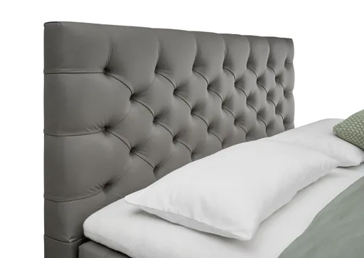 Boxspringbett SANDRIN E- Liegefläche ca. 180x200 cm, Stoff, Dunkelgrau