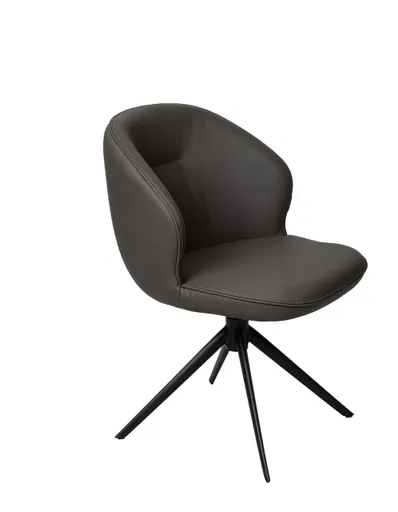 Stuhl MERRITH - drehbar, Leder, Dunkelbraun
