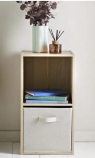 Regal - inkl. Stoffbox, B ca. 30 cm, Artisan Eiche Nachbildung, Beige