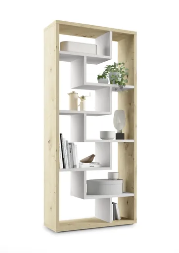 Raumteiler - B ca. 90 cm, Asteiche, Weiß