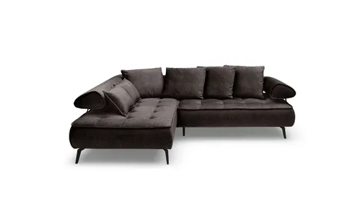 Ecksofa - Ecke links, 2-Sitzer inkl. Schlaffunktion, Relaxfunktion, Stoff, Braun