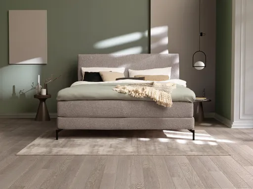 Boxspringbett Samu 4 - Liegefläche 180x200 cm, Stoff Beige