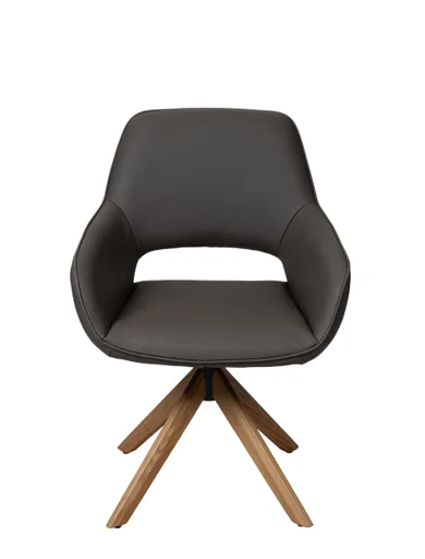 Armlehnstuhl MARIELLE - drehbar, Leder, Dunkelbraun