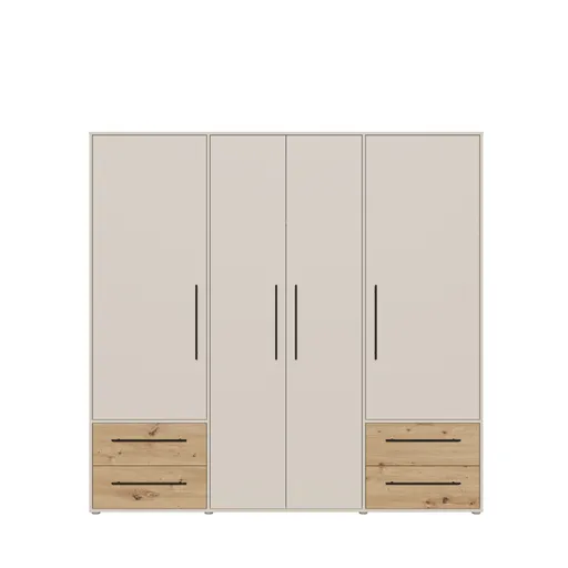  Drehtürenschrank FATHIE- B ca. 206 cm, Sand, Eiche Dekor