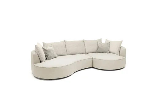 Ecksofa - 2-Sitzer, Ecke rechts, Stoff, Creme